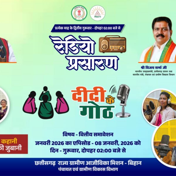 वित्तीय समावेशन पर आधारित ‘दीदी के गोठ’ का छठवां एपिसोड 08 जनवरी को होगा प्रसारित